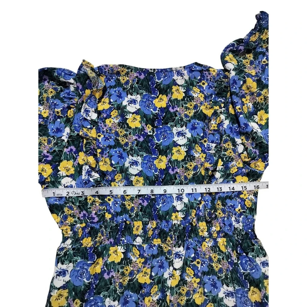 Code x Mode Women's‎ Blue Yellow Ruffle Tiered Floral Casual Maxi Dress Size S